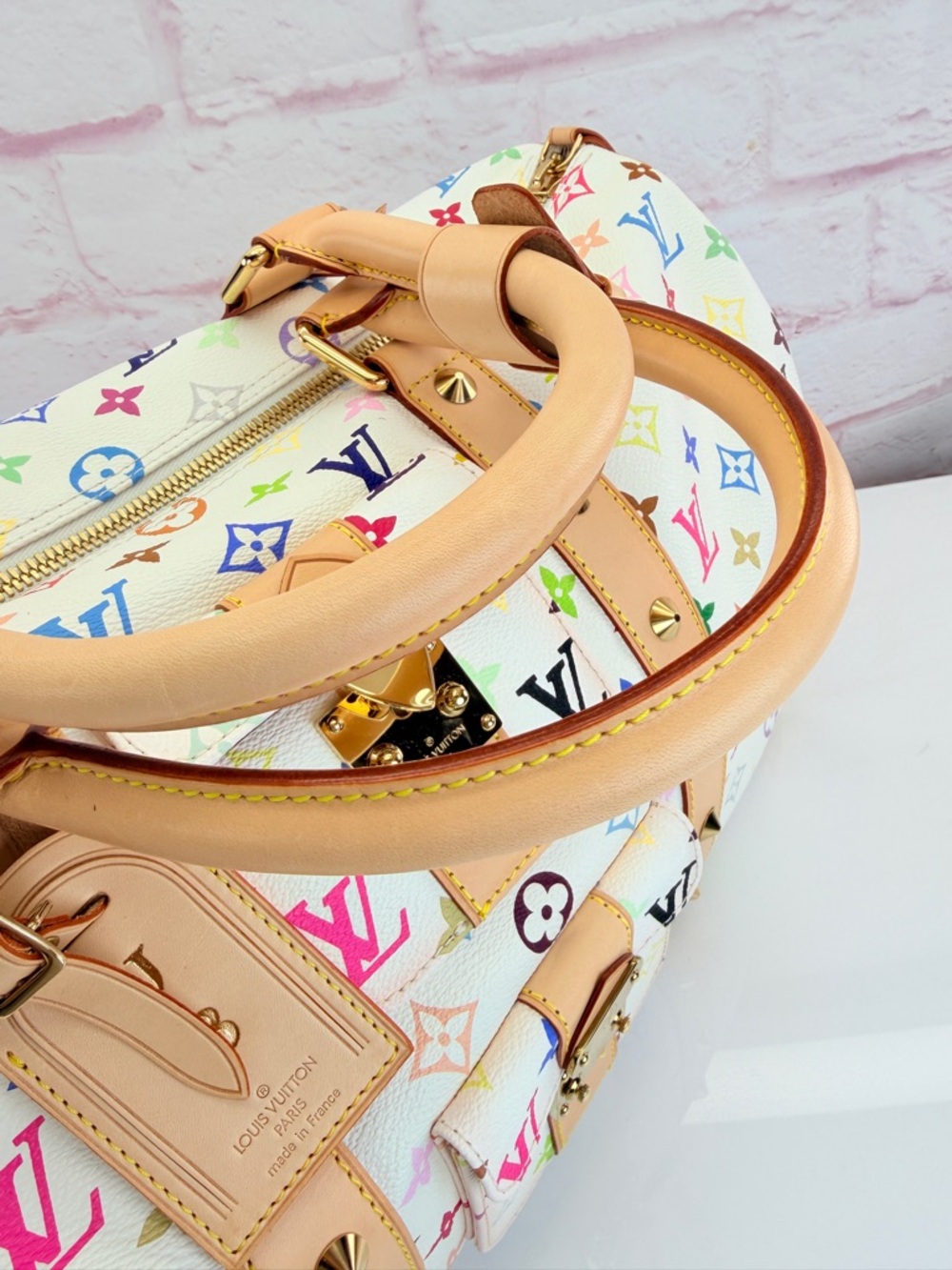 Louis Vuitton Multicolor Murakami Monogram White Canvas Keepall 2003 45 - Picture 12 of 16